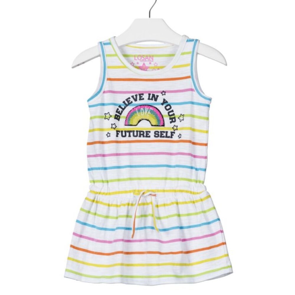 Losan - Girls' Rainbow Striped Sleeveless Dress
